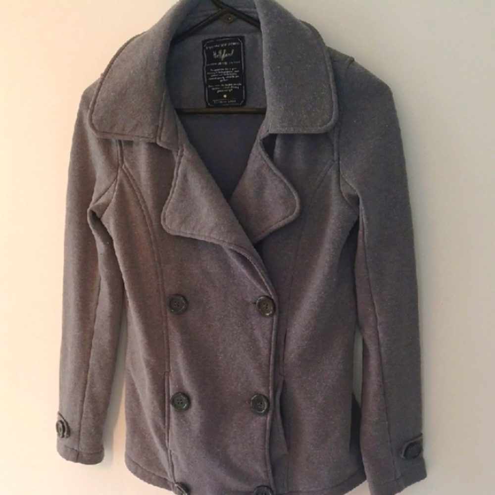 Hollyland Gray Wool-Blend Peacoat with Wide Lapels, S